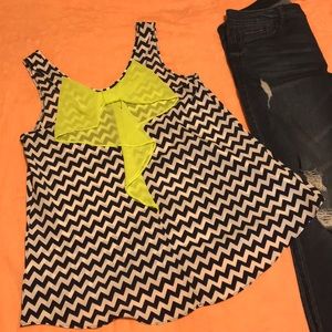 Adorable Bow Back Chevron Top